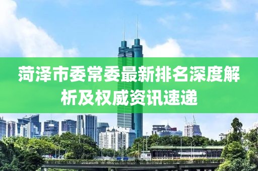 菏澤市委常委最新排名深度解析及權(quán)威資訊速遞