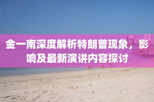 金一南深度解析特朗普現(xiàn)象，影響及最新演講內(nèi)容探討